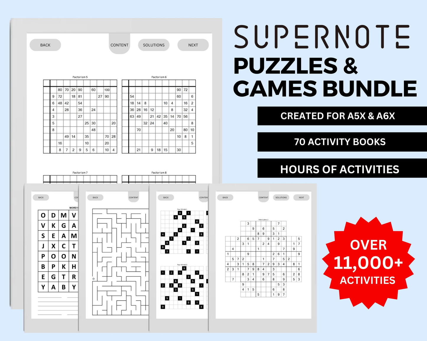 Supernote A5X and A6X Nomad Puzzle Activity Digital Download