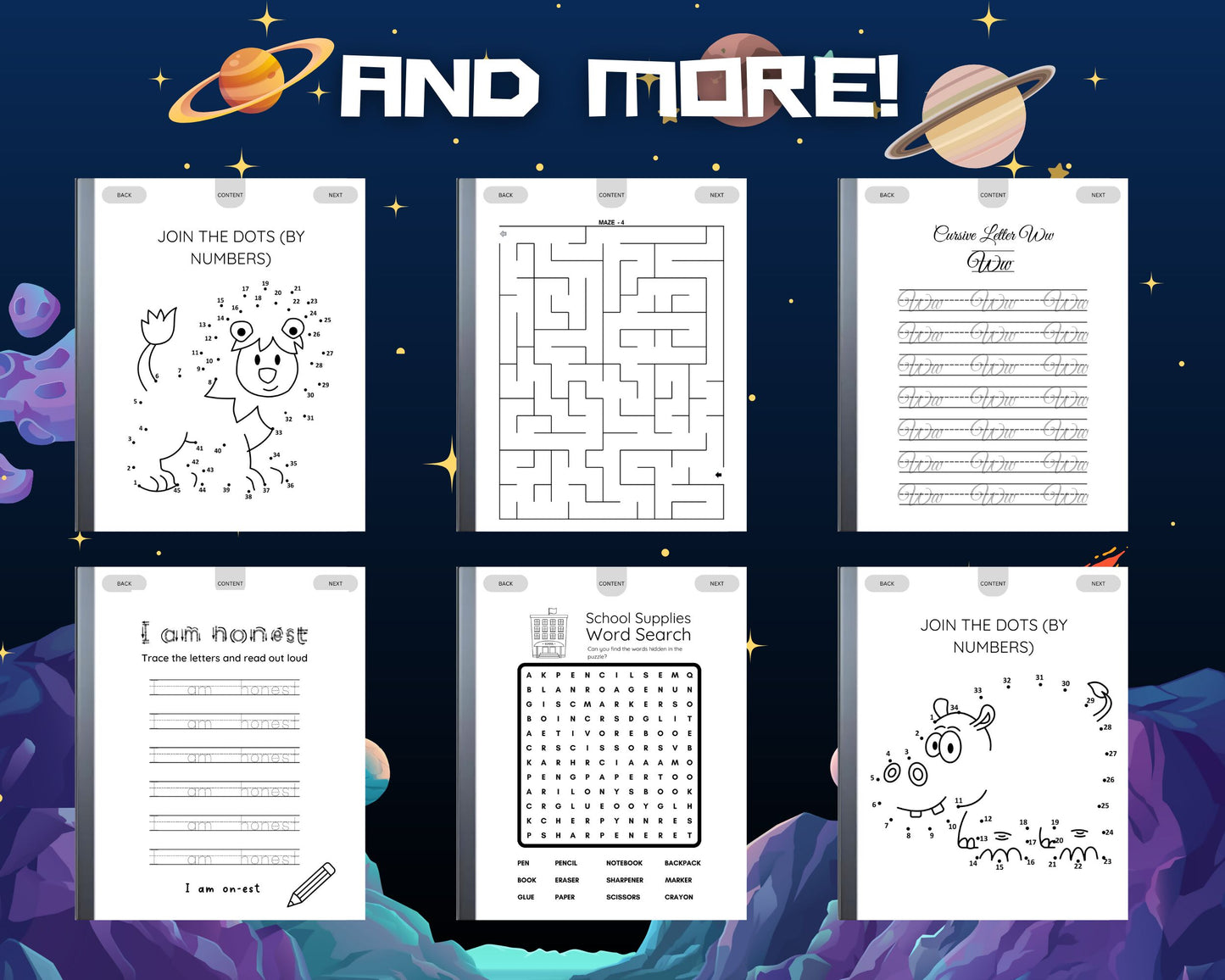 Kids Activity Bundle for Kindle Scribe, reMarkable 2, Onyx Boox, Supernote (Math, Wordsearch, Mazes, Handwriting and more)