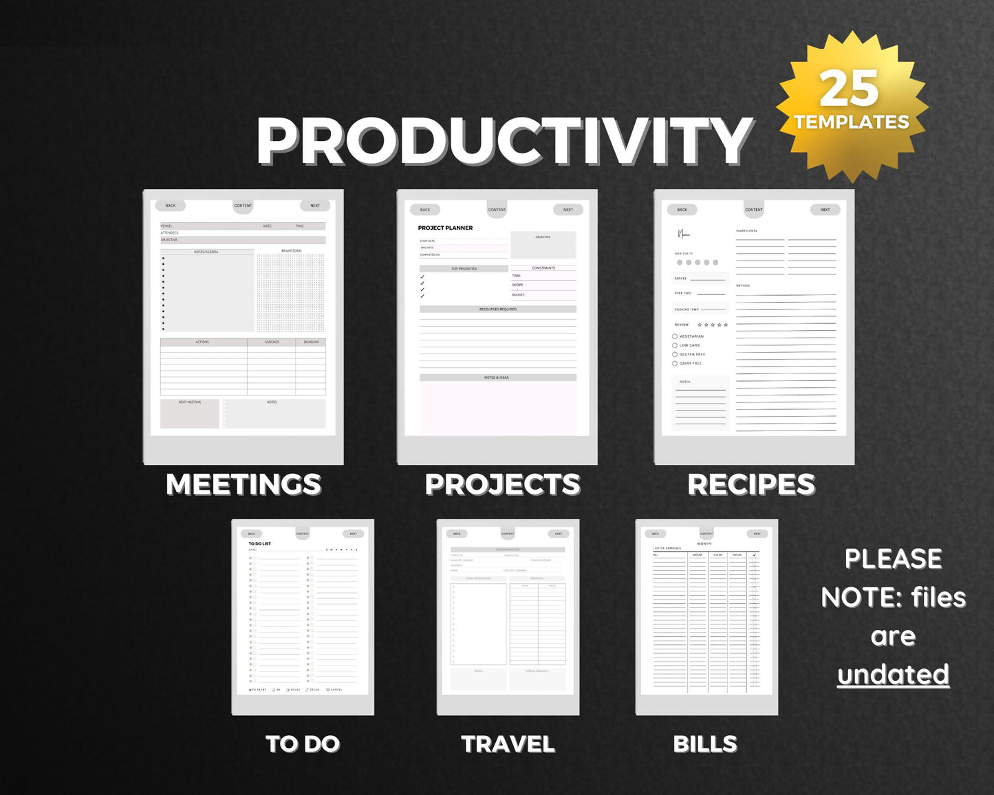 Supernote A5X and A6x Nomad 2024 UNDATED Template Bundle